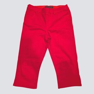 Boston Proper Capri Jeans Jorts Women's Pull on Stretch 5 Pocket Cherry Red 10